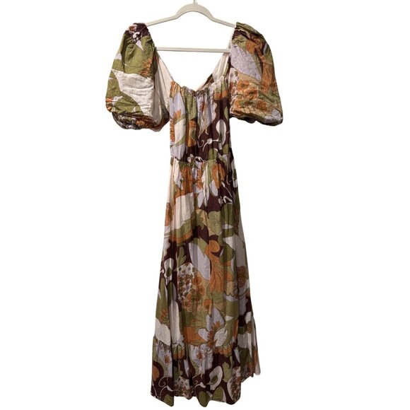 Antik Batik Bahia Cutout Ruffle Maxi Dress With Square Neckline  Adjustable Back - Picture 4 of 14